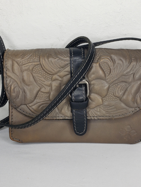 Patricia Nash Handbags - Patricia Nash Tooled Floral Crossbody in Taupe and Black Leather Bag